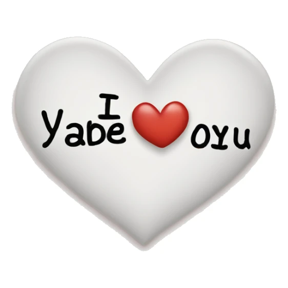 The words "I adore you" written in a heart sticker