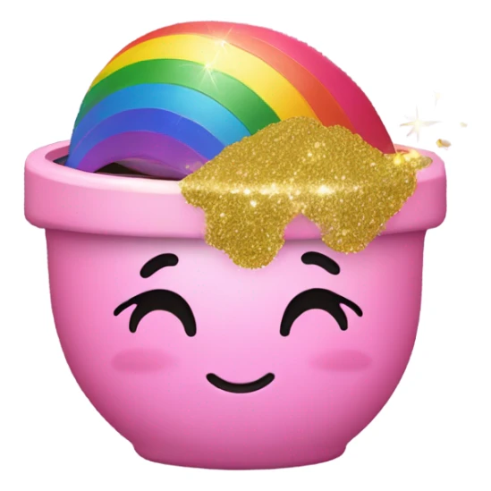 Rainbow with a pink pot of gold with glitter  sticker