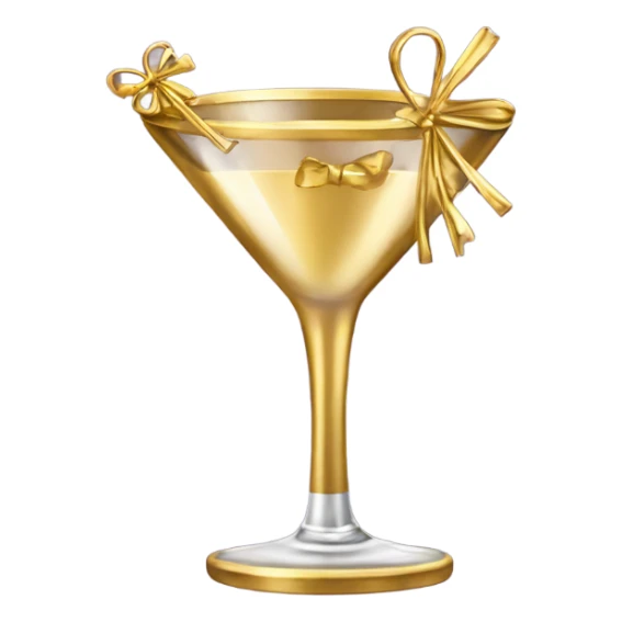 gold rimmed martini glass with tiny gold bows sticker