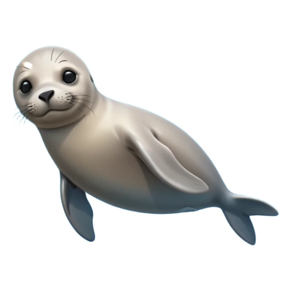 A 3D cartoon seal swimming with visible flippers, calm blue water, soft sunlight, Memoji-style realism. sticker