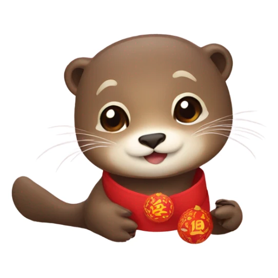 Otters on Korean Lunar New Year sticker