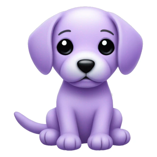 cute chibi all light purple stuffed puppy toy with floppy ears and black dot eyes and a nose made of thread sticker