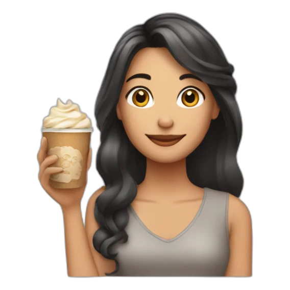 Chica de cabello largo cafe con un movil en la mano sticker