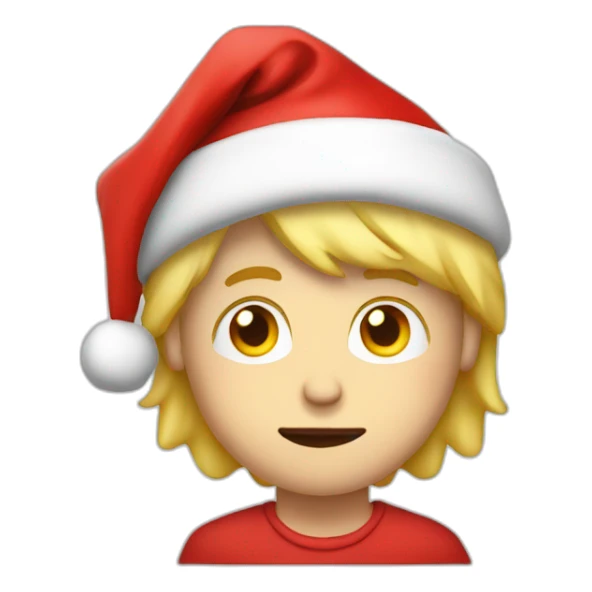 young blond man with round face and sad eyes in santas hat sticker