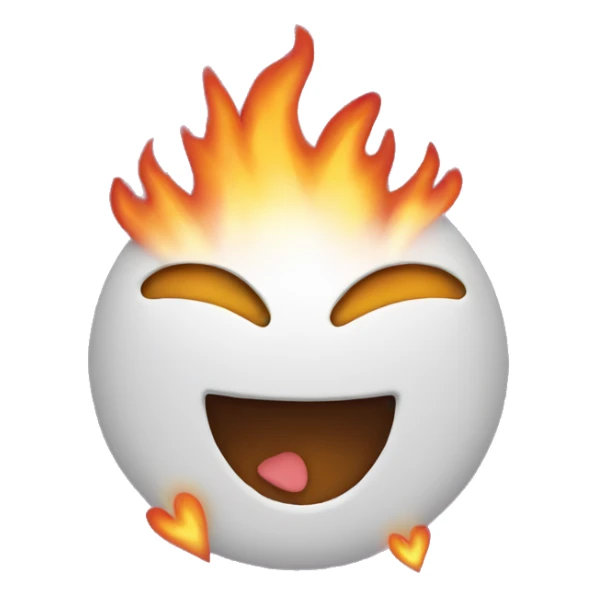 Emoji with flames and hearts sticker