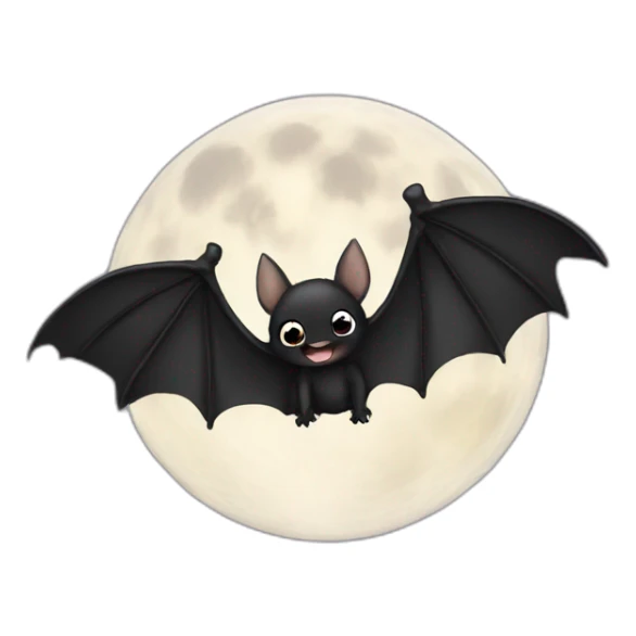 black happy baby bat wings in front of moon sticker