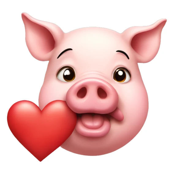Pig sending a kiss with a heart sticker