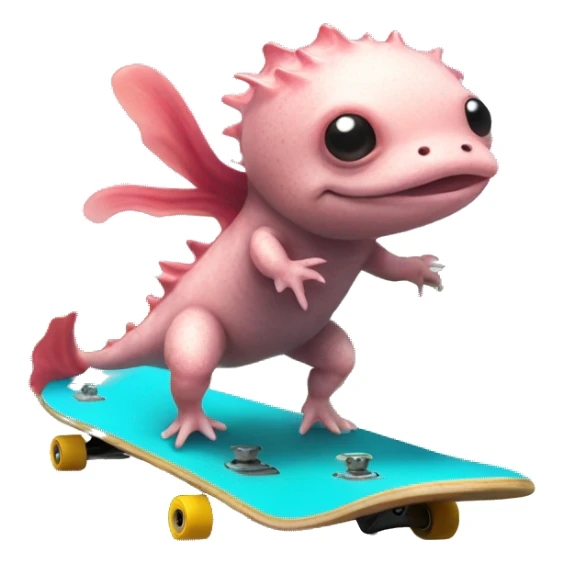 Axolotl on a skateboard in the ocean sticker