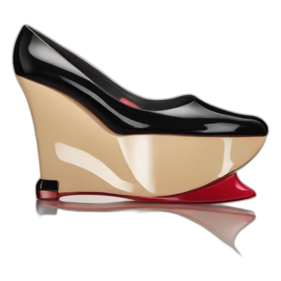 One WEDGE heel LOUBOUTIN black PATENT sticker