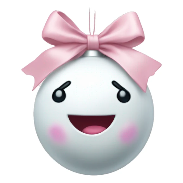 Plain White Christmas ornament with a light pink bow on top sticker