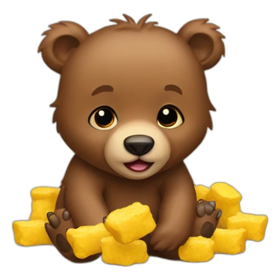 baby grizzly bear with nuggets sticker