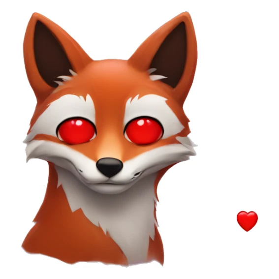 dark red fox face with tiny red heart instead of eyes sticker