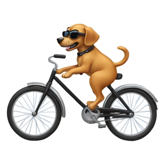 Dog riding a bike wearing sunglasses sticker