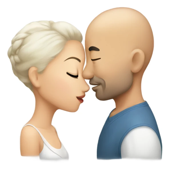 Bald white man kissing Chinese girl sticker