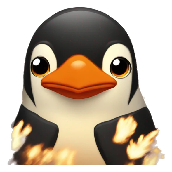 Fire Penguin with lots of fire sticker