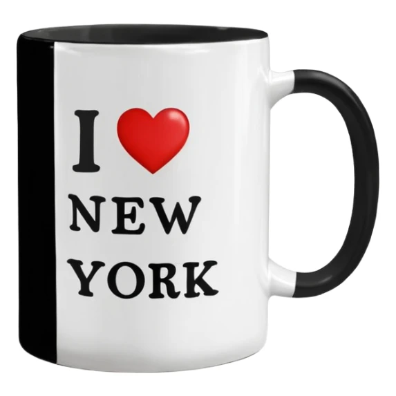 Coffee mug with I love New York  sticker