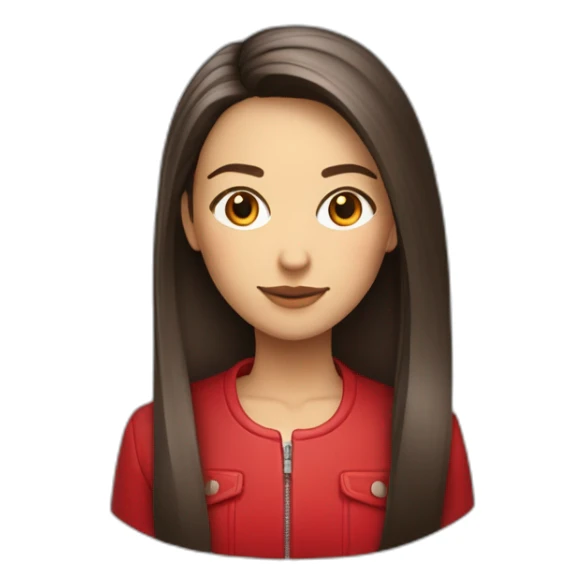 Fille cheveux lisse et cour et rouge avec veste rouge ouverte sticker