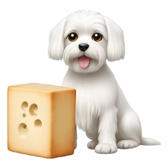 Maltese dog with a block of tofu sticker