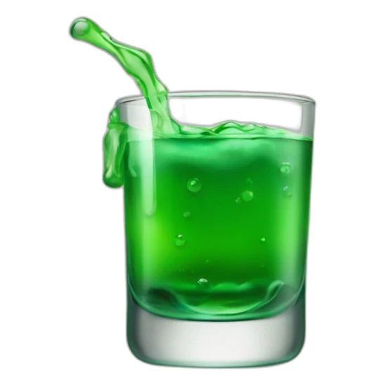 short old fashioned glass with green liquid at the bottom sticker