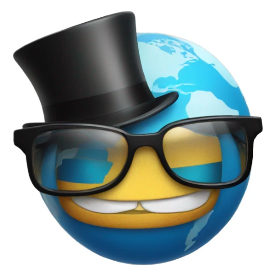 globe with a tophat and stylish glasses sticker
