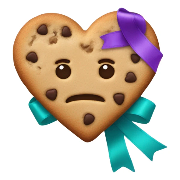 Cookie heart with teal purple awareness ribbon sticker