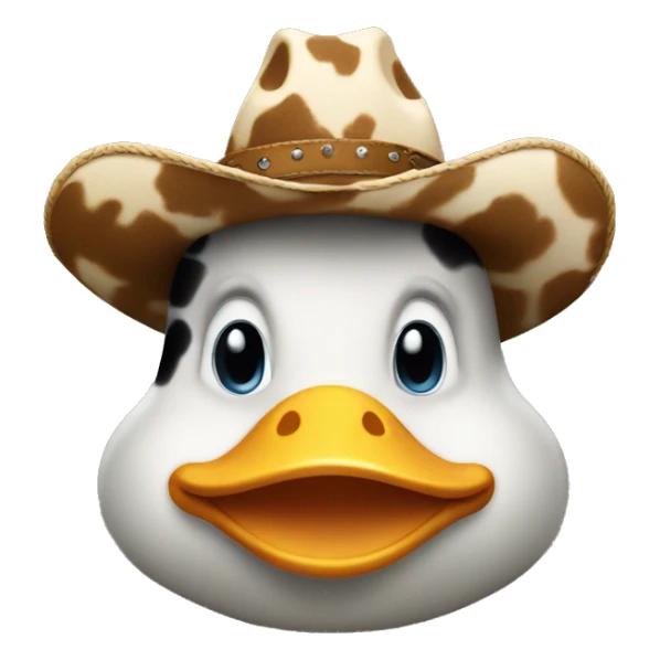 Duck wearing a cow print cowboy hat  sticker