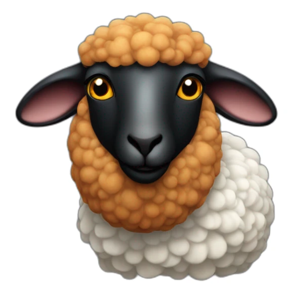 Ginger sheep with black skin, with a well dressed pigeon sticker