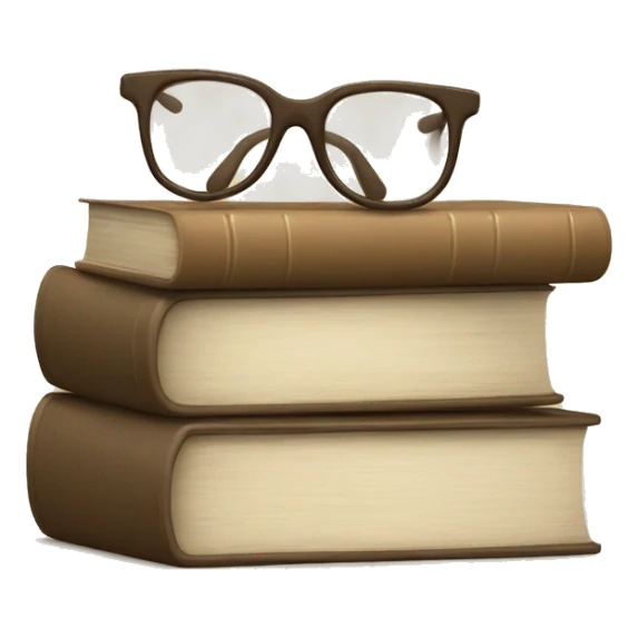 glasses on top of a stack of books beige sticker