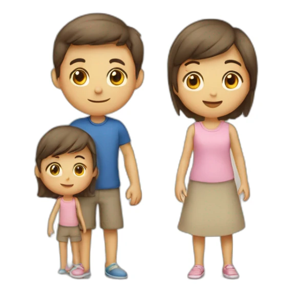 famille de 2 garcon et 1 fille sticker