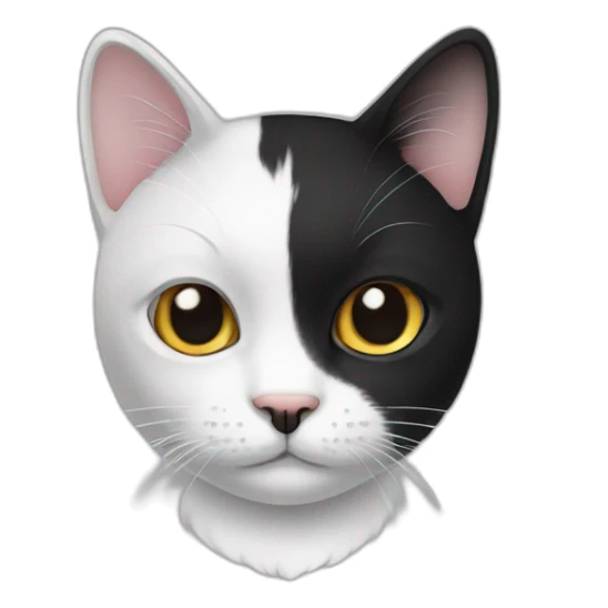 Black and white cat white a black mustache  sticker