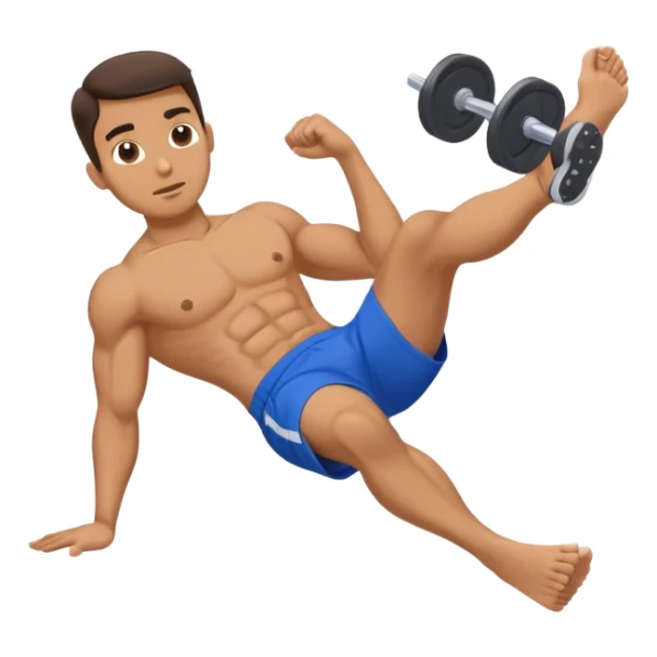 side-view of guy in blue shorts doing decline crunches sticker
