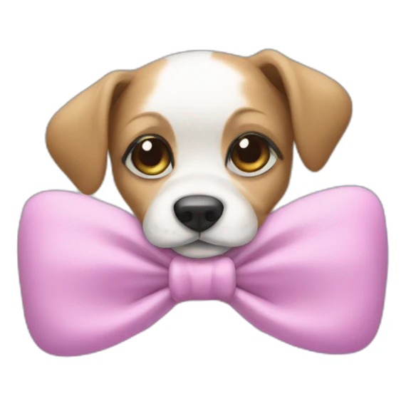 Puppy wearing sleep mask with a bow sticker