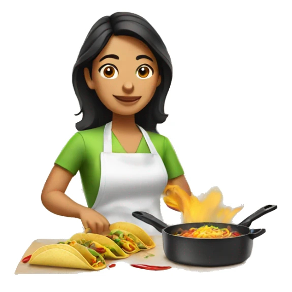 Mexican woman cooking tacos sticker