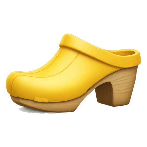 Yellow Wooden clog with closed heel sticker