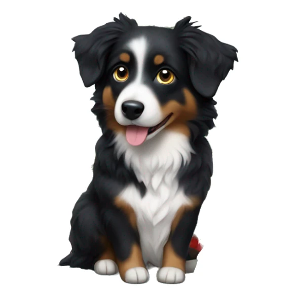 Small black australian shepherd dog Christmas tree sticker