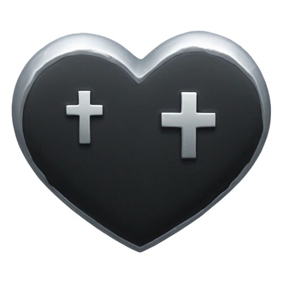a black tombstone in silver RIP and a silver heart sticker