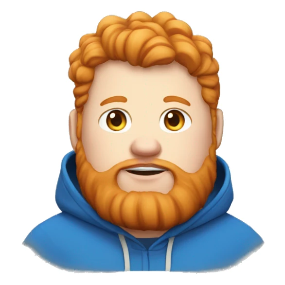 fat, ginger streamer named caseoh wearing a blue hoodie emoji sticker