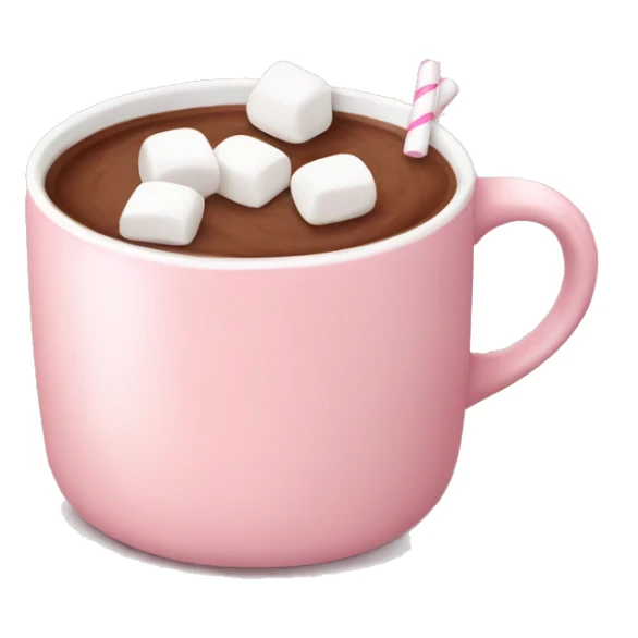 Light Pink mug of hot chocolate with marshmallows  sticker
