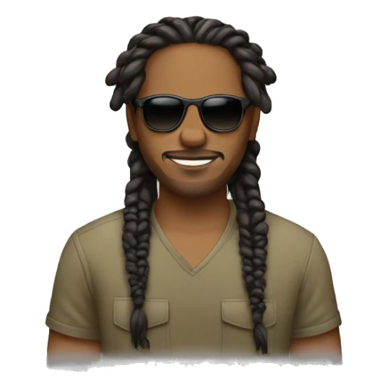 Man with locs styled into two braids going back wearing shades sticker