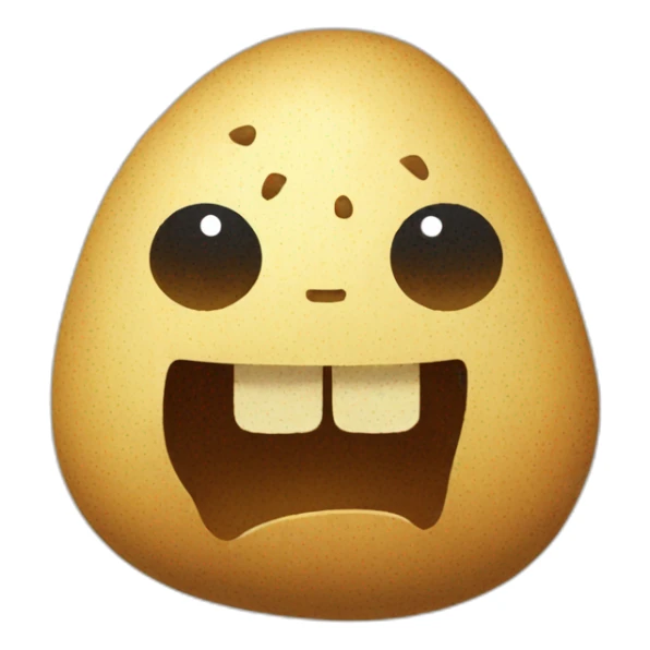 angry potato emoji sticker pixelated with text bubble saying "hello" sticker
