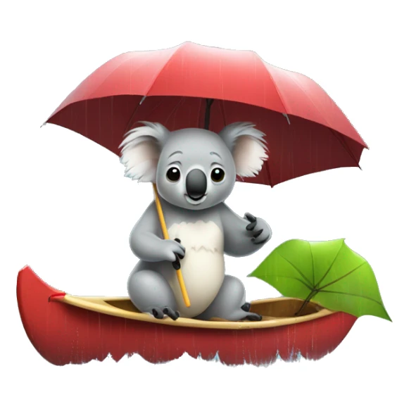 koala bear with an umbrella in a kajak in the rain sticker