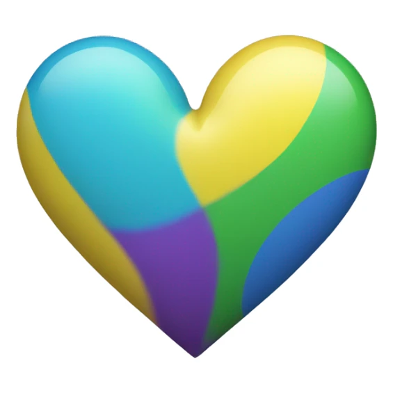Blue, green, white, Purple, Yellow coloured heart in one sticker