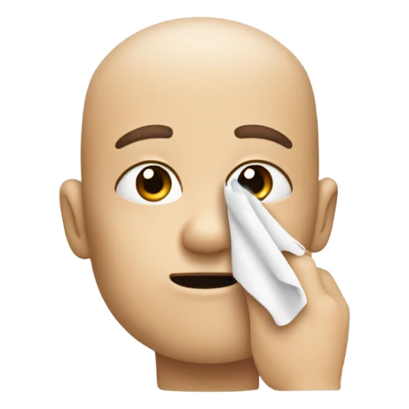 Nose wipe with index finger no tissue  sticker