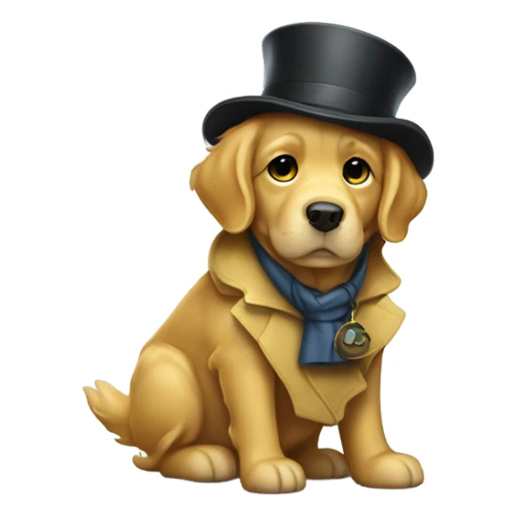golden retriever dressed up like sherlock holmes sticker