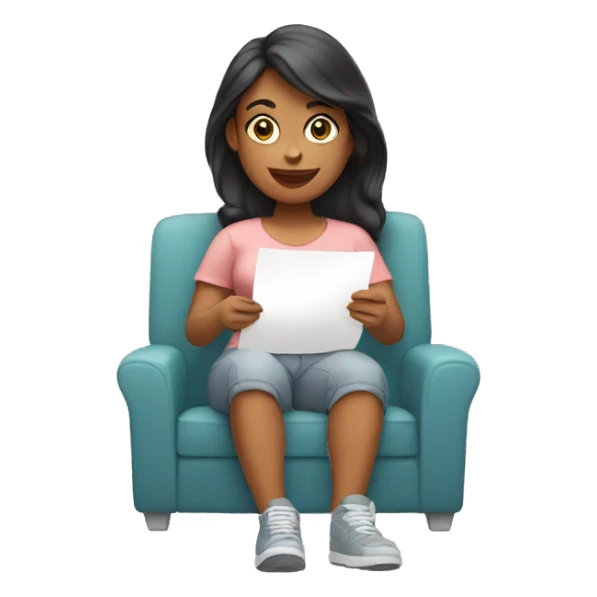women sitting with application in her hand sticker