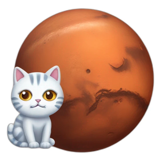 planet Mars with a cartoon sleepy cat face sticker