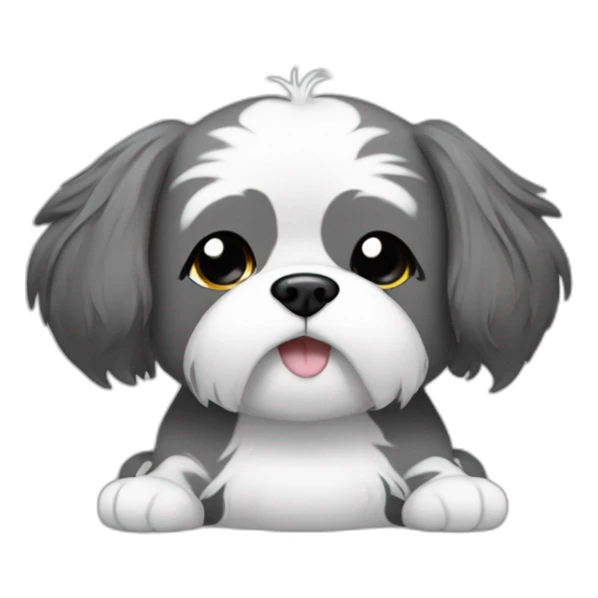 A grey with black and white parts shitzu doing yoga sticker