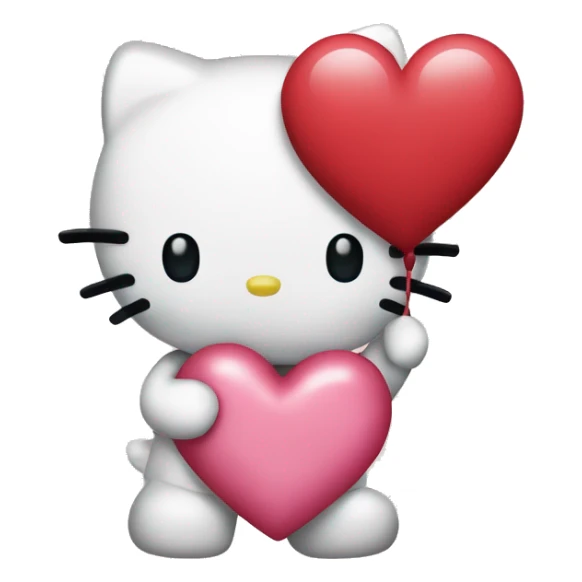 hello kitty holding a heart that says “I love you” sticker
