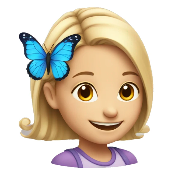 smiling girl with butterfly sticker