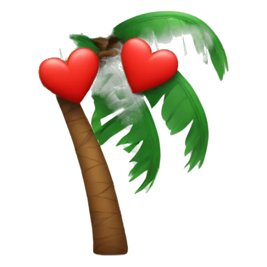 A red heart and a small palm tree without sand sticker